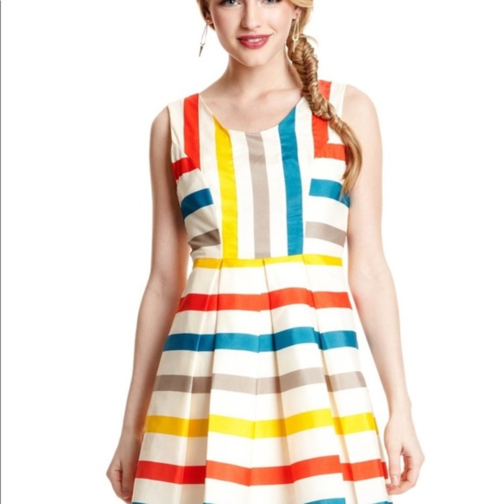 Minuet rainbow striped dress